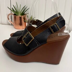 Black platform wedge Kork Ease, Size 8